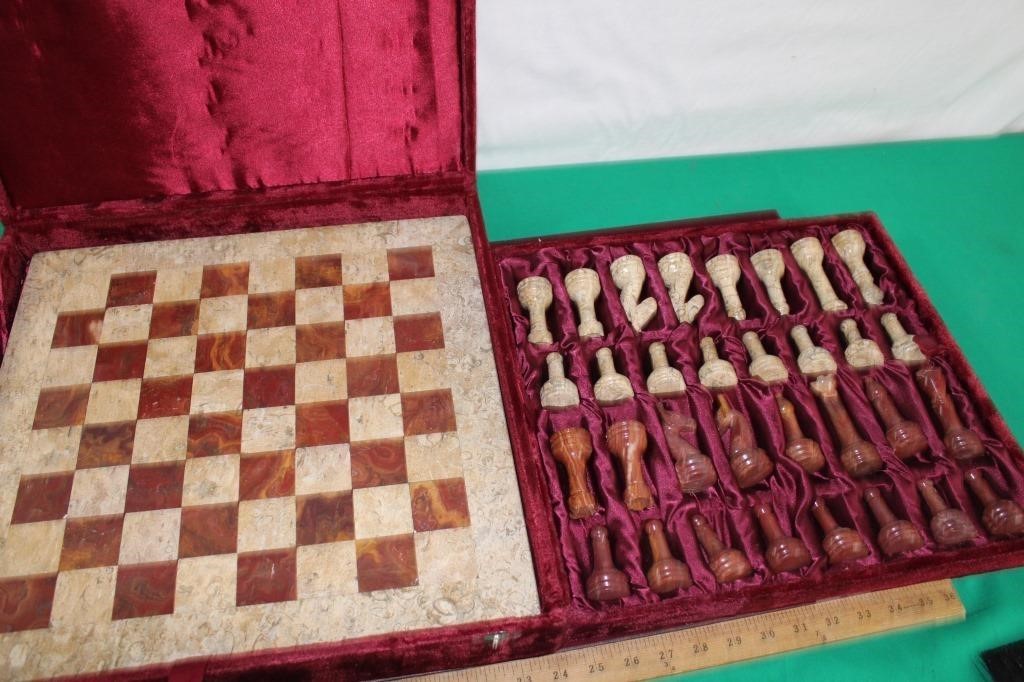 Marble Chess Set & Felt Case