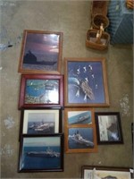 Group of 8 framed naval ship pictures