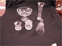 Five pieces of Waterford crystal: 7 1/2" bud vase,