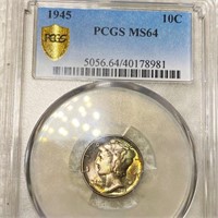 1945 Mercury Silver Dime PCGS - MS64