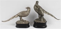 ORNAMENTAL SILVER PLATED PHEASANT STATUES LOT OF 2