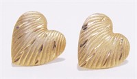 14K Y Gold Heart Stud Earrings .5g