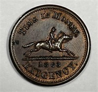 1863 Civil War Token Hussey's Special Time Money