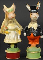 MR. BUNNY AND HIS BRIDE NODDER CANDY CONTAINERS