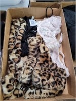 Blue Bella bra size 34d,  leopard fur bra