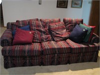 Plaid cloth couch-clean