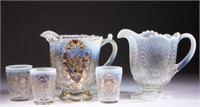 ASSORTED PRESSED OPALESCENT GLASS DRINKING
