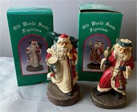 2 Old World Santa Figurines