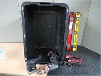 HAMMER DRILL,PAD SANDER,LEVELS, TOTE NO LID