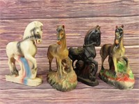 Lot of (4) Horse Chalk Figurines