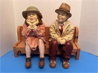 Husband & Wife on Bench Figurines