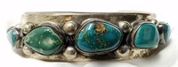 Initialed Turquoise Cuff Bracelet