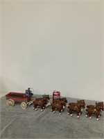 Cast Iron Wagon & Horses w/ 2 Riders and Dog