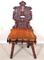 Fine Carved Mahogany Green Man Desk Chair