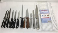Lot of 12 knives including Farberware, steel