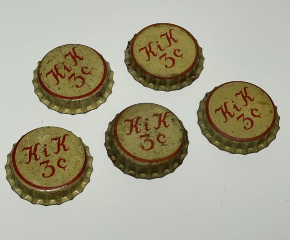 Original KIK Cola bottle cap tops 3 cents each