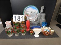 5 Holiday Glasses - Amber Bowl - Paper Weight -