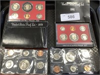 1979, 1981 Proof Sets, 1988 Mint Sets.