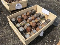 CRATE OF ASSORTED DUMBBELLS