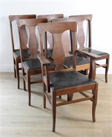 6 ANTIQUE DINING ROOM CHAIRS W ARMCHAIR