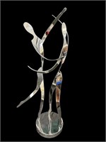 Raymond Kapuska Chrome Floor Sculpture Dancers 50"