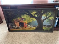 12" X 18" FRAMED PHOTO HORSE AND BARN ON CANVAS