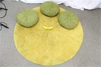 1970s Round Rug & Tufted Cushions