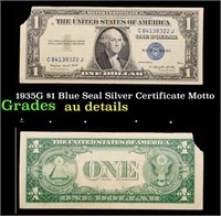 1935G $1 Blue Seal Silver Certificate Grades AU De