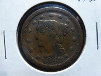1847 - US Large One Cent Coin - Braided