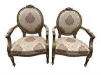 2 GOLD GILD FRENCH LOUIS XV STYLE CHAIR