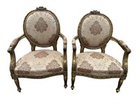 2 GOLD GILD FRENCH LOUIS XV STYLE CHAIR