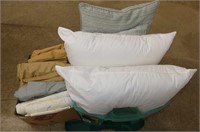 Assortment of Pillows and Sheet Sets in Tote