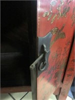 LACQUERED ORIENTAL CABINET, BRASS LOCK