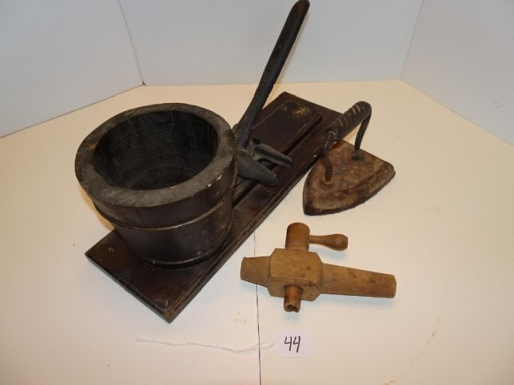 Primitive Lot Nut Cracker Iron Wooden Spigot