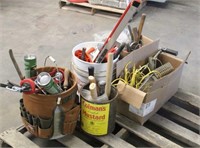 (3) Pails & (2) Boxes of Assorted Tools- Wrenches,