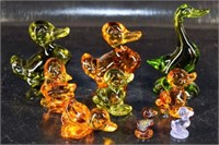 Group Of Glass Ducks Figurines Or Paperweights