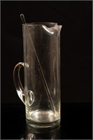 Large Glass Cocktail Pitcher with Stir Stick