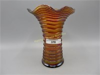 Imp 6.75" amber Ripple vase w 3" base