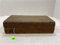 PRIMITIVE WOOD BOX WITH HAND DRILL BITS