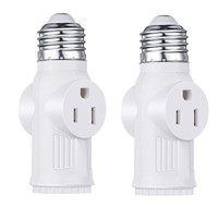 2 PCS 3 Prong Light Bulb Outlet Socket Plug