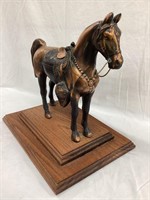 Pot Metal Horse Statue on Stand, 11 1/2”T,12”L, 8