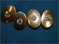 1920's 14K Gold Cufflinks With (4) 1/3ct Diamonds