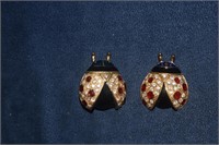 Two Rhinestone Lady Bug Pins by Roman