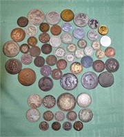 Foreign coins: including silver coins totaling 1.3