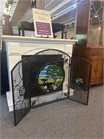 Stained glass fireplace screen