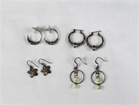 4 Pairs of Sterling Silver Earrings
