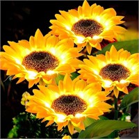 ANGMLN 4 Pack Solar Sunflower Lights, Outdoor
