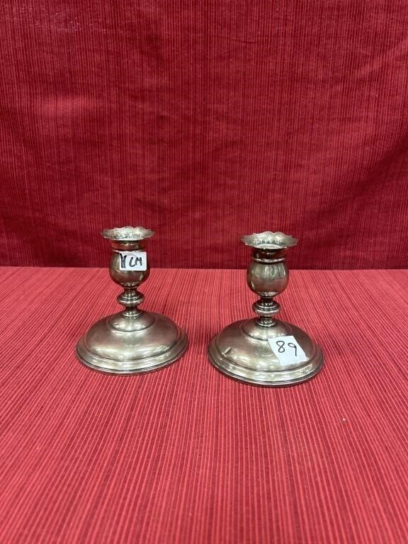 Pair Wallace sterling weighted candlestick 4.75”h