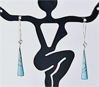 Zuni Turquoise Sterling Silver Inlay Dangle