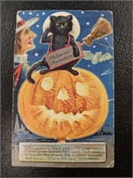 Antique Halloween Series No. 2 Embossed Black Cat